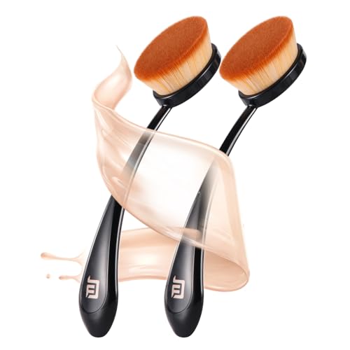 BEAUTYFACTOR Oval Foundation Brush 2 Pack - Ultra-Soft Dense Kabuki Brush