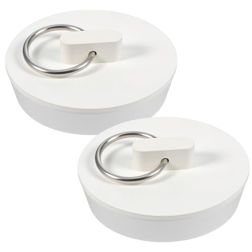 Bremorou 2 Pack Rubber Sink Stopper Plugs - White Drain Covers