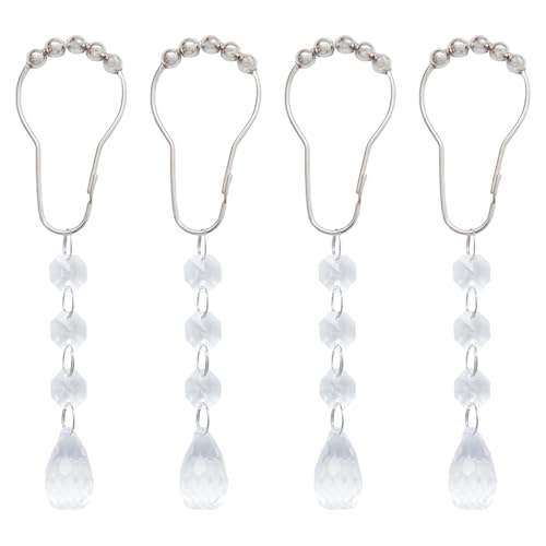 Pocoxll Crystal Bead Shower Curtain Hooks - 12 Pcs Style 1