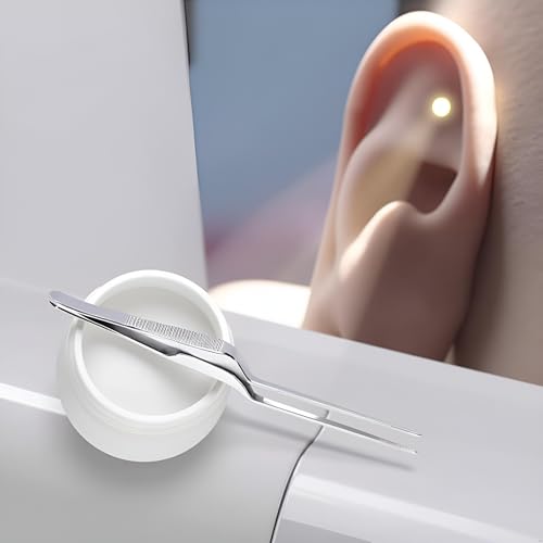 Lighted Stainless Steel Ear Tweezers with Spiral Design