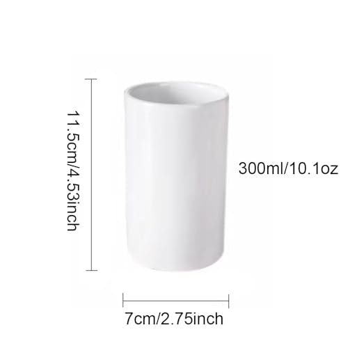 RabyLeo White Ceramic Toothbrush Cup - Large 300ml Bathroom & Kitchen Water Cup