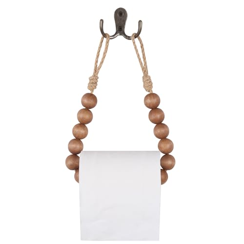 Boho Toilet Paper Holder with Wooden Beads - Coffee Design