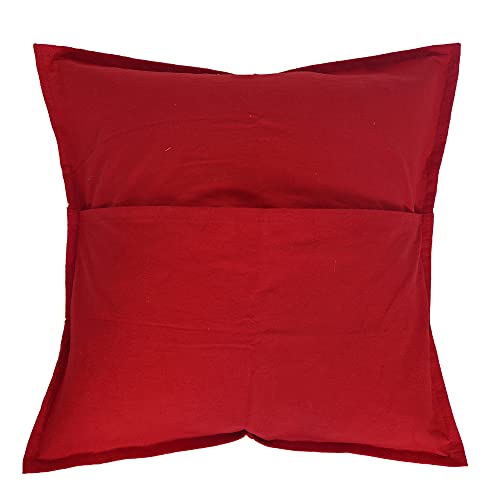 Red 16x16 Inch Mirror Embroidered Boho Sofa Throw Pillow Cover