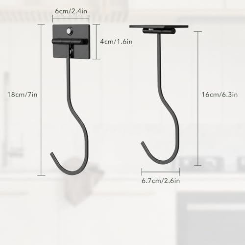 Black Adhesive Banana Hook Under Cabinet - Foldable Design, 1 Pack
