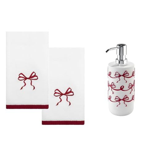Christmas Lotion Pump & Cotton Fingertip Towels Set - White