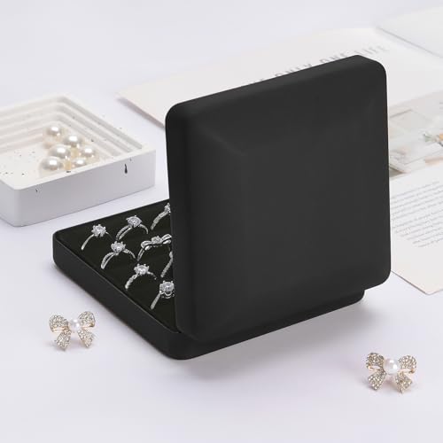 KUKUVR Travel Jewelry Organizer Box for Rings & Earrings - Black