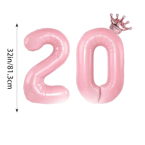 Number 20 Rose Gold Crown Balloon Set for 20th Birthday Anniversary