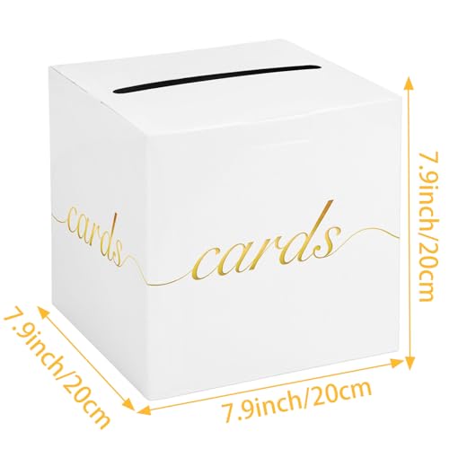 Gold Foil White Card Box for Weddings & Parties - 7.9"