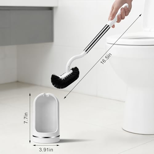 AONEZ Toilet Brush and Holder Set, Under-Rim Cleaning with Vented Base