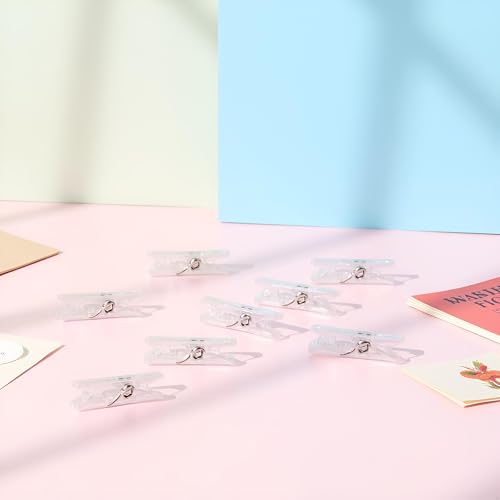 20pcs Mini Clear Plastic Clothes Pegs - 2.5cm Photo Clips