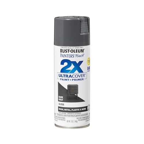 Rust-Oleum Painter's Touch 2X Ultra Cover Spray Paint, Gloss Dark Gray - 12 Ounce