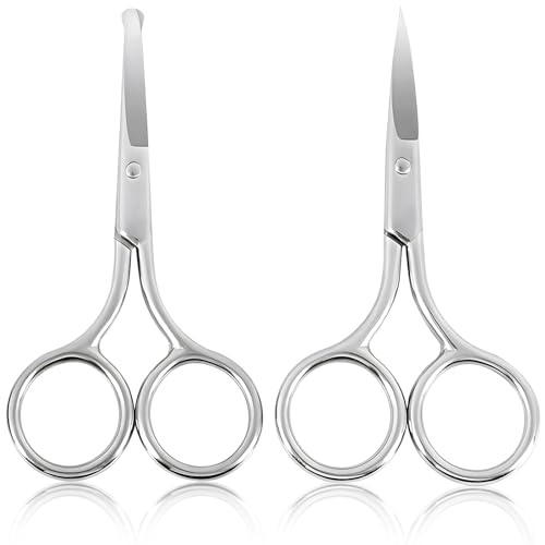 Kootinn Facial Hair Grooming Scissors Set - Stainless Steel Safety Tip Clippers