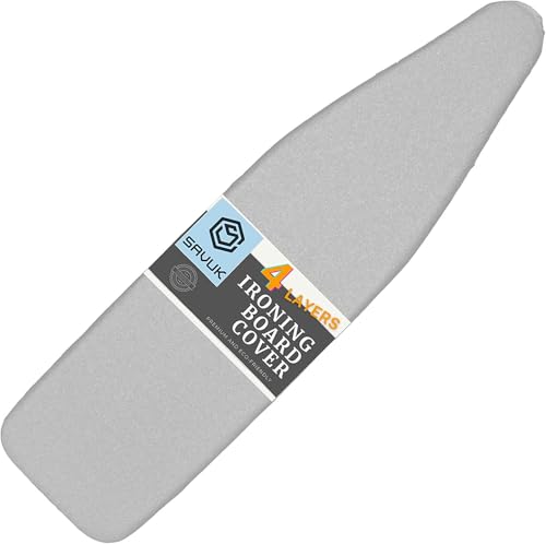 SAVUK Silver Ironing Board Cover with Pad - 15x54 Inch, Heat Reflective & Scorch Resistant