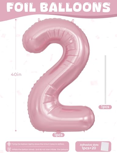 40-Inch Pink Foil Number 2 Balloon for Birthday & Party Decor