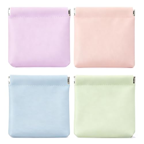Leather Organizer Pouches for Purse - 4 Pack Snap Closure Mini Bags