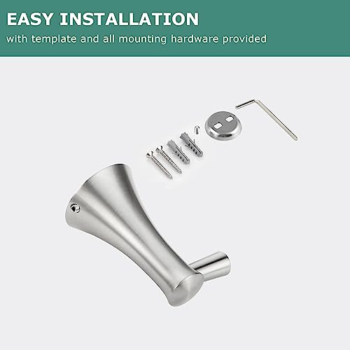 Brushed Nickel Brass Towel Hook - Wall Mounted Bathroom Accessory