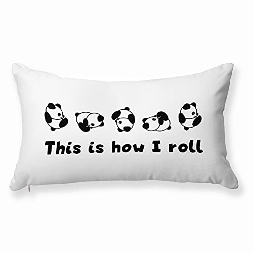 Funny Panda Throw Pillow Cover, 12x20 Inch Soft Flannel Decorative Case