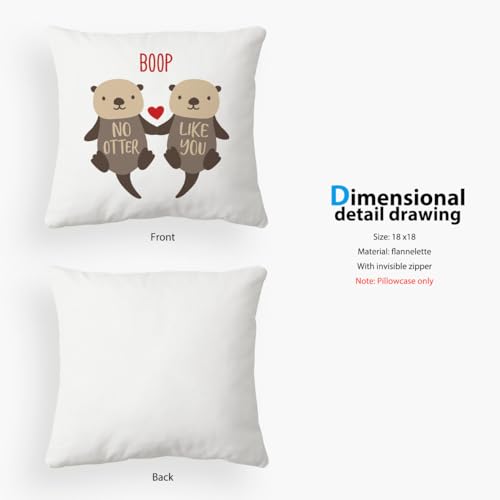 Otter Throw Pillow Cover 18x18, Decorative Flannel Pillow Case for Gifts