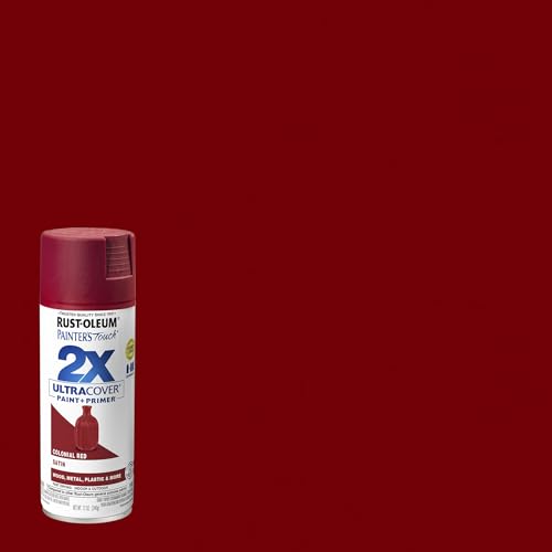 Rust-Oleum Painter's Touch 2X Ultra Cover Spray Paint, Satin Colonial Red, 12 oz