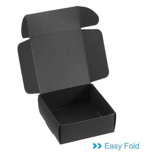 PATIKIL 3x3 Inch Square Paper Soap Boxes - Black Gift Packaging (20 Pack)