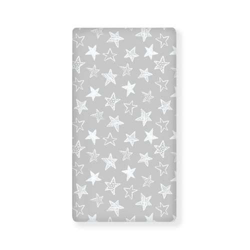 Grey Fitted Crib Sheet for Boys & Girls - Star Print, 52x28x8 in