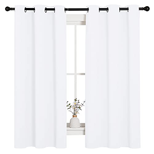 NICETOWN White Window Curtain Panels - 42" x 63" (2 Pack) Light Blocking & Thermal Insulated