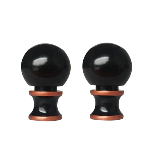 GY & CK Ball Lamp Finials 2-Pack Aluminum Shade Topper Knobs, Black and Bronze
