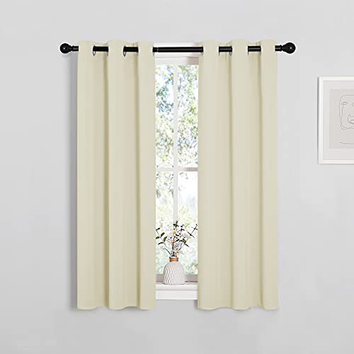 NICETOWN Short Blackout Curtains for Small Windows, Beige 29"W x 40"L (2-Pack)