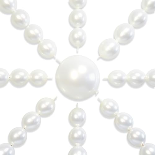 100 Pack Pearl White Linking Balloons - 6 Inch for Parties