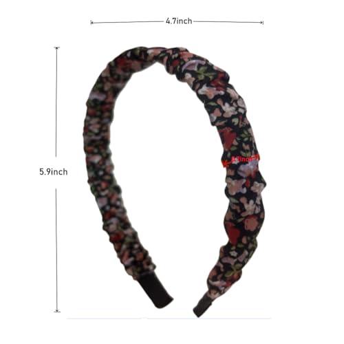 Satin Ruched Headband Set for Women and Girls, Colorful Floral Hair Hoops