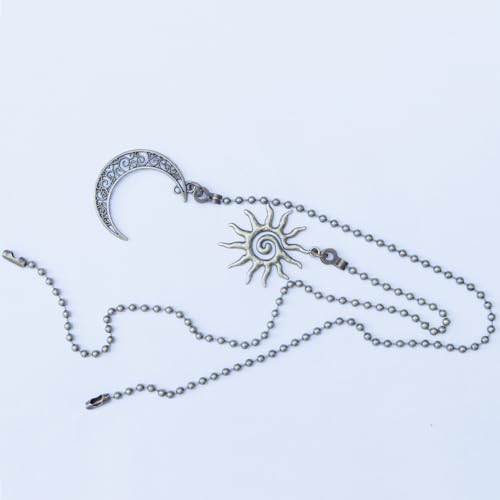 2 Pack 12-Inch Sun and Moon Ceiling Fan Pull Chains with Connectors