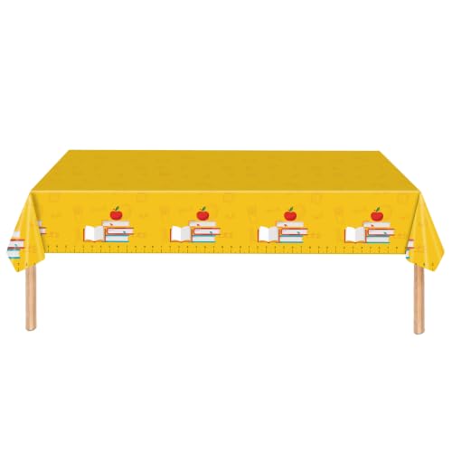 Yellow School-Themed Disposable Tablecloth for Classroom Events