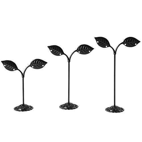 Autodeco Leaf Shape Earring Display Stand Set - Adjustable Metal Jewelry Organizer for Retail & Photography