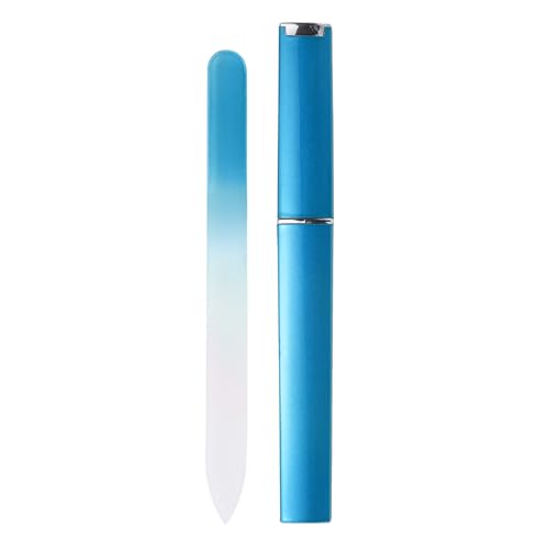 HARFINGTON Glass Nail File with Case 280 Grit Double Sided Blue