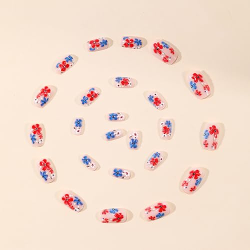 Independence Day Press on Nails Square Short 4th of July Fake Nails