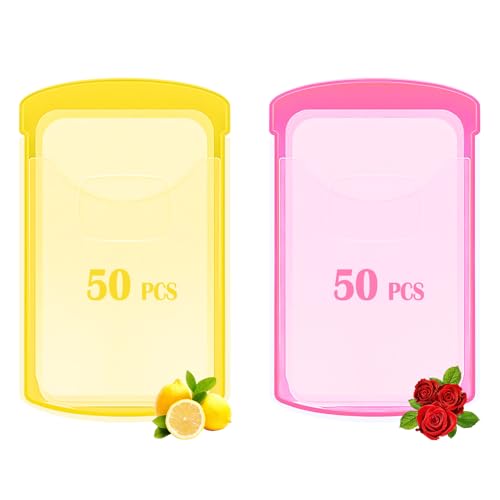 2 Boxs (100 Sheets) Hand Washing Soap Sheets for Outdoor Travel,Portable Camping Hand Soap,Hiking Washing Hand Bath Paper Soap for Travel,BBQ,Party,School,Girls(Yellow&Pink)