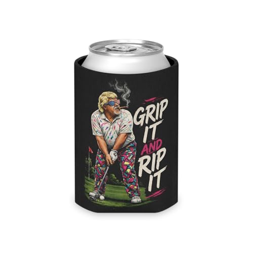 Funny Grip It and Rip It Golf Can Cooler Sleeve - Neoprene Drink Holder for 12oz Cans & Bottles