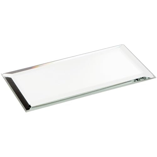 Plymor 2x4 Inch Rectangular Beveled Glass Mirror Display Base - 3mm Thick