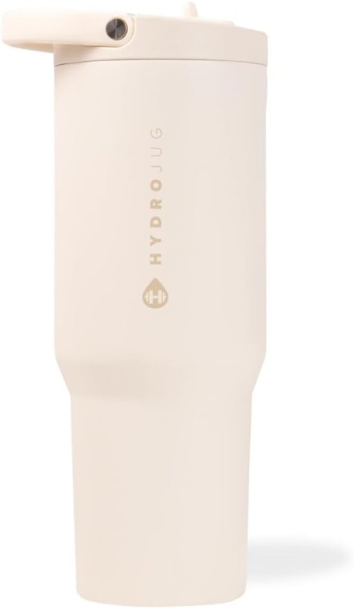 HydroJug Sport - 32oz Stainless Steel Tumbler with Straw | Vacuum Insulated, Leakproof, Ergonomic Design, Cream