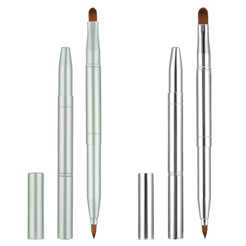 Sliverdew 2 Pack Retractable Lip Brush Double-Ended Lipstick Applicator