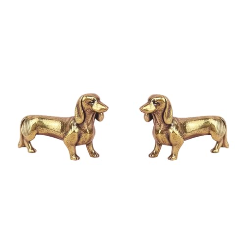 Mokuanza Solid Brass Dachshund Figurine - Vintage Desk Dog Ornament
