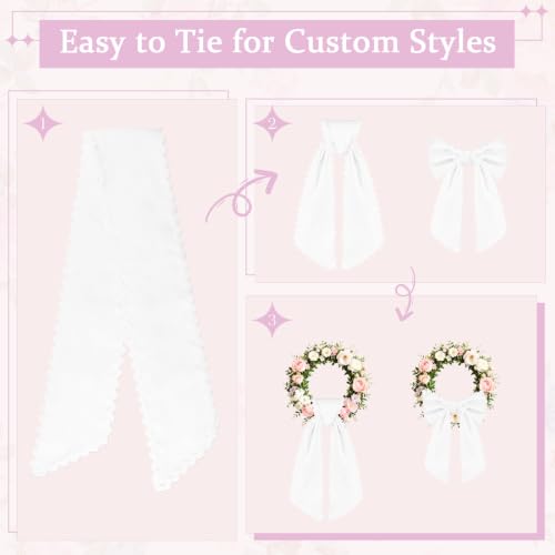 White Wreath Sash with Trim, 56 x 5.7 Inches for Front Door