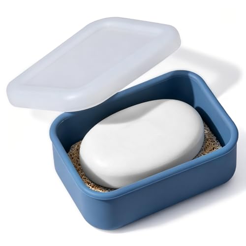 Portable Silicone Soap Case with Lid for Travel & Camping