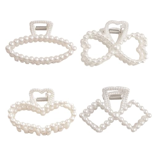 IVICOO Pearl Hair Claw Clips 4-Pack for Thin and Thick Hair Styling