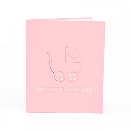 3D Baby Shower Pop Up Card - Newborn Girl Congratulations