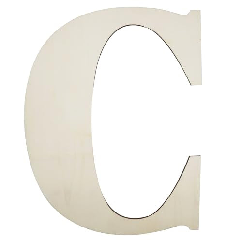 12-Inch Unfinished Wooden Letter C for DIY Wall Decor