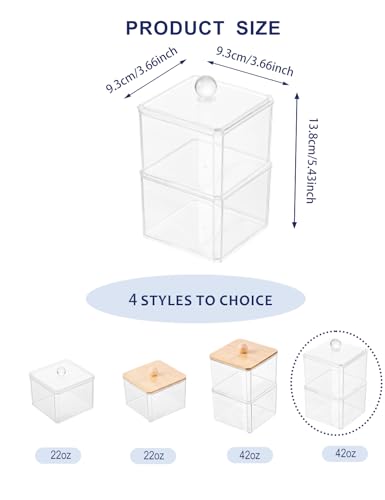 Double Layer Stackable Cotton Swab Holder with Clear Plastic Lid