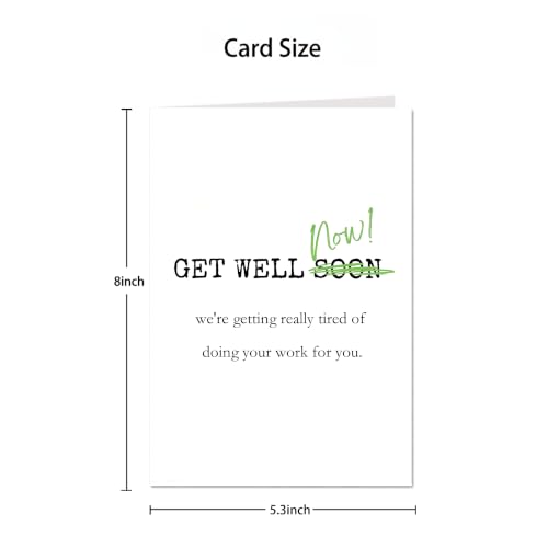 Funny Get Well Soon Card for Coworker with Envelope 8x5.3in