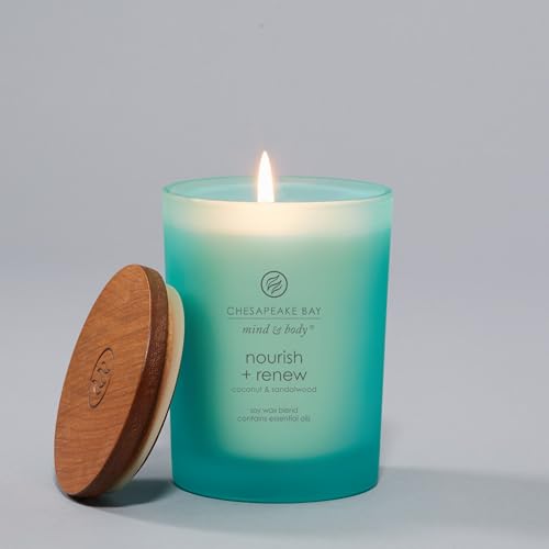 Chesapeake Bay Candle Mind & Body Nourish + Renew Jar Candle - Coconut & Sandalwood, 8.8 oz