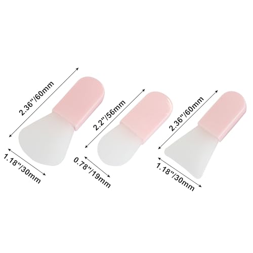 Silicone Face Mask Brush Set 3PCS - Pink Makeup Spatula for Facial Mud